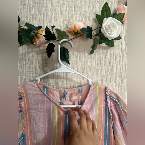 Show Me Your Mumu Brooks Babydoll Mini Dress Paradise Stripe. - Picture 5 of 5